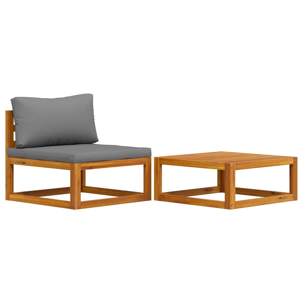 2 Piece Garden Sofa Set with Cushion Solid Acacia Wood