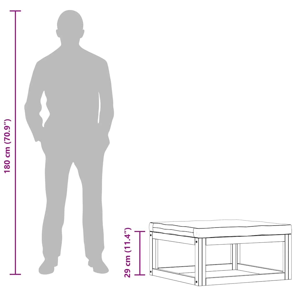 Footrest with Cream White Cushion Solid Acacia Wood