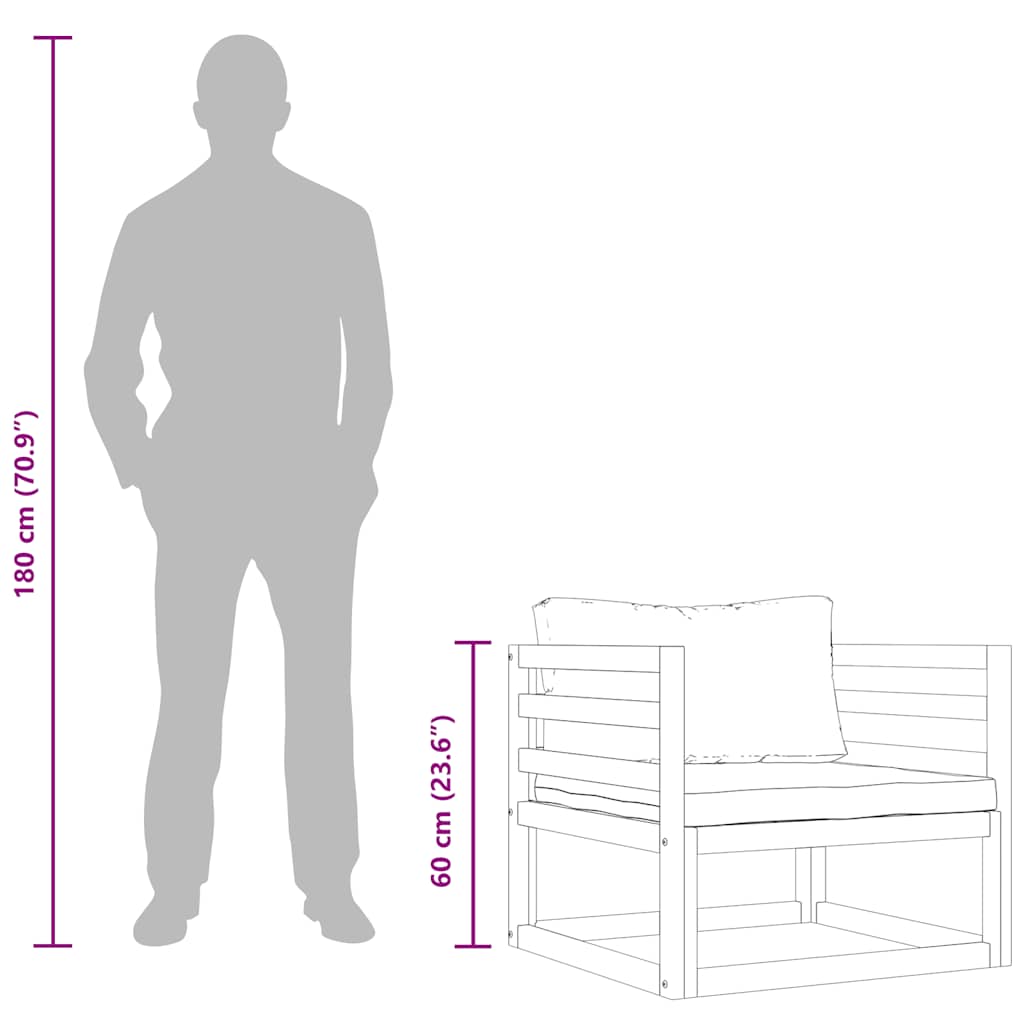 Garden Chair with Dark Grey Cushions Solid Acacia Wood