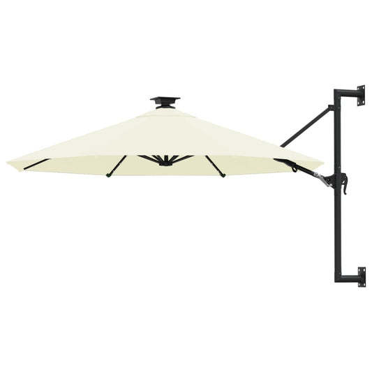 Wall-mounted Garden Parasol with LEDs 300 cm Sand