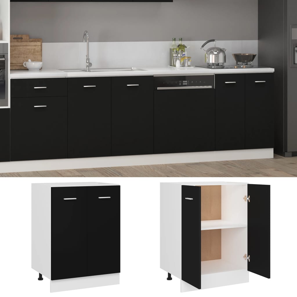Bottom Cabinet Lyon Black 60x46x81.5 cm Engineered Wood