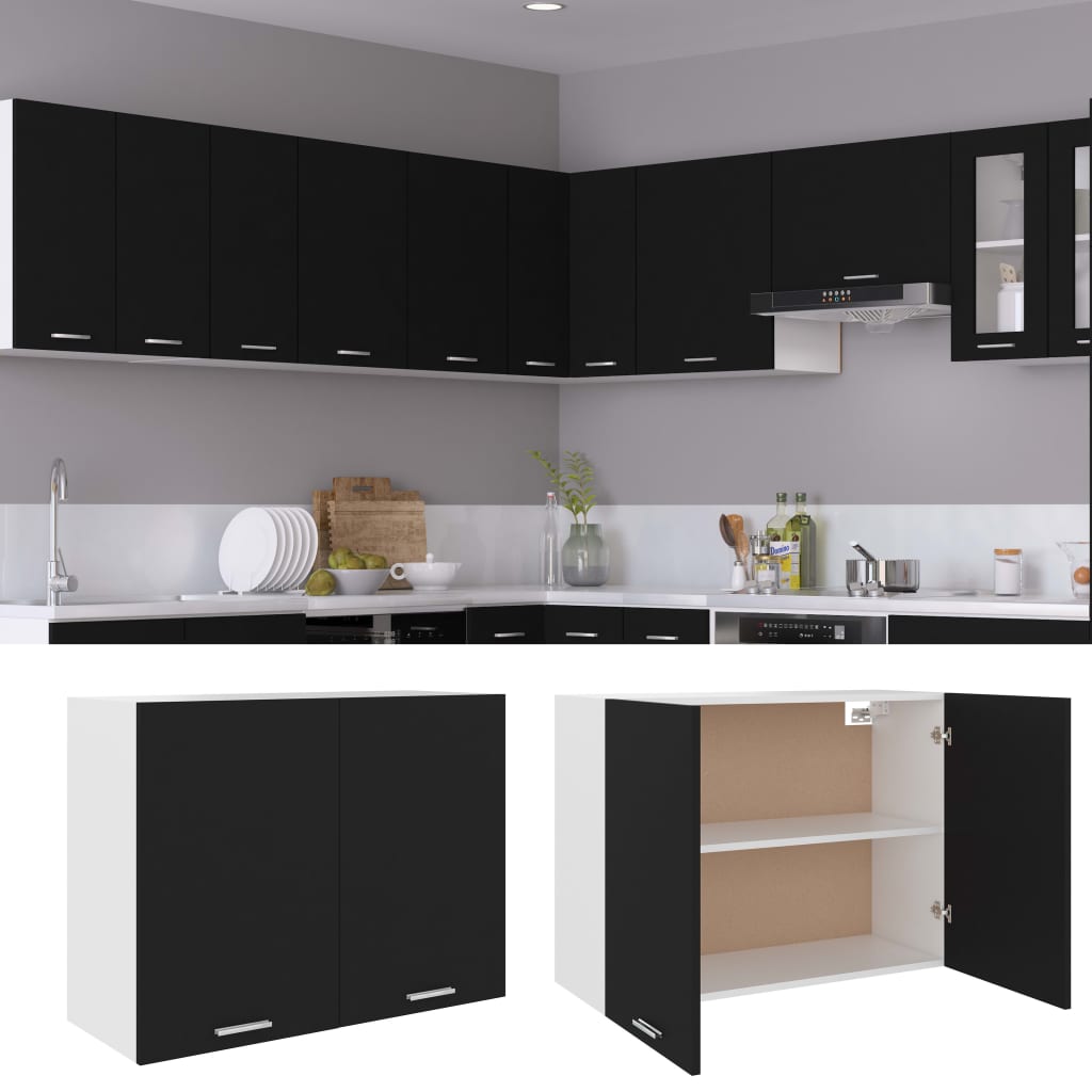 Hanging Cabinet Lyon Black 80x31x60 cm Engineered Wood