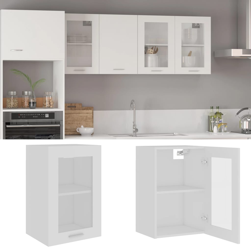 Hanging Glass Cabinet Lyon White 40x31x60 cm Engineered Wood