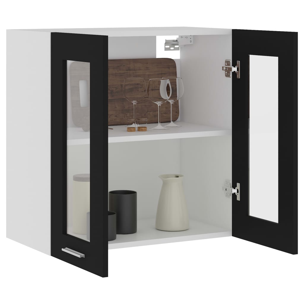 Hanging Glass Cabinet Lyon Black  60x31x60 cm Engineered Wood