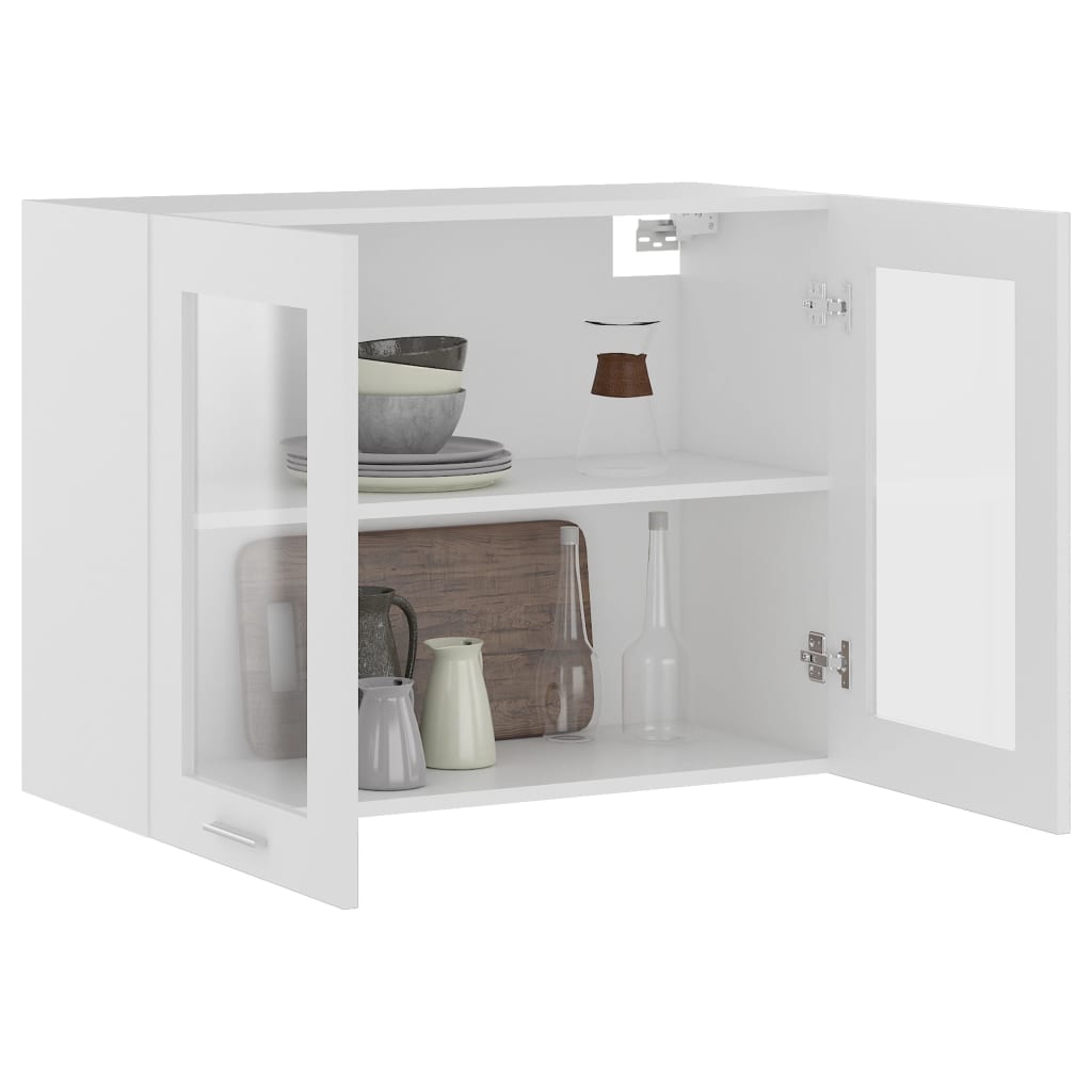Hanging Glass Cabinet Lyon White 80x31x60 cm Engineered Wood