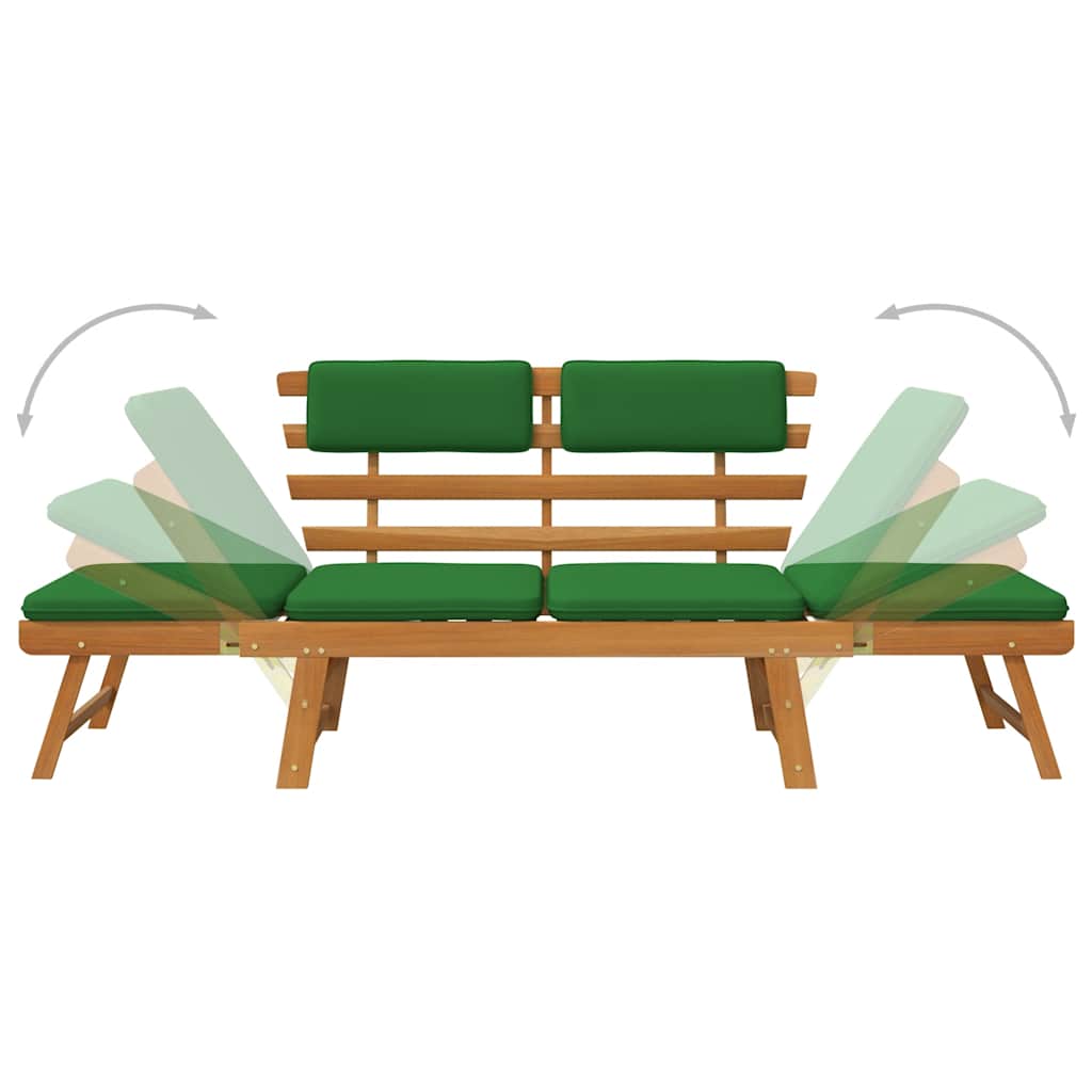 Garden Bench with Cushions 2-in-1 190 cm Solid Acacia Wood