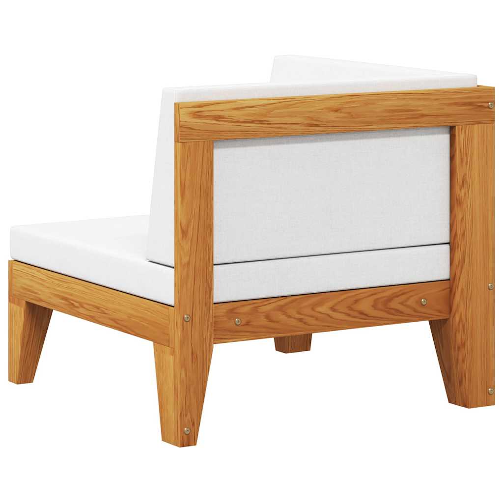 Sectional Corner Sofa & Cream White Cushions Solid Acacia Wood