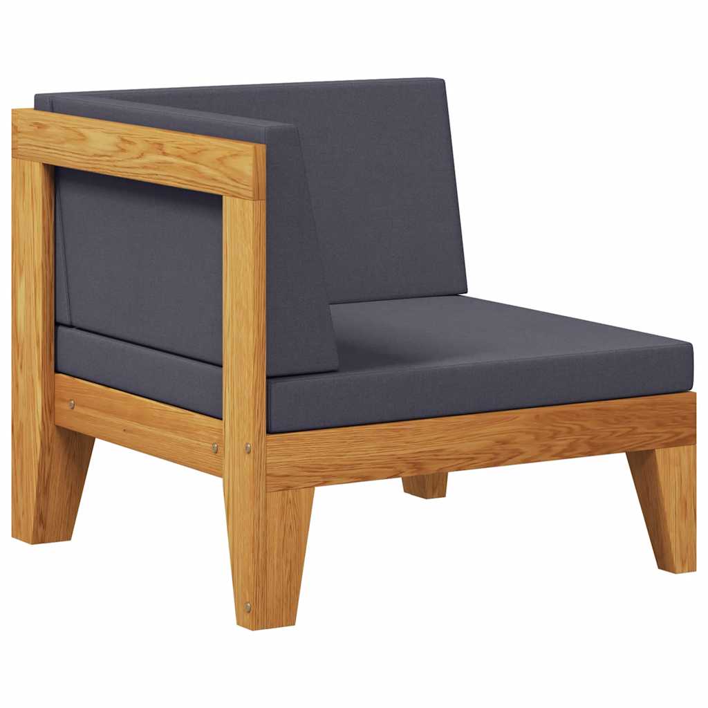Sectional Corner Sofa and Dark Grey Cushions Solid Acacia Wood