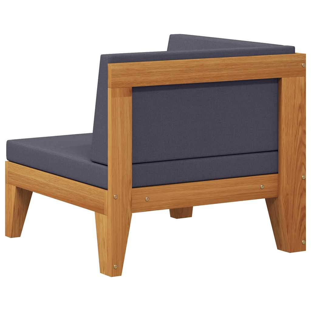 Sectional Corner Sofa and Dark Grey Cushions Solid Acacia Wood