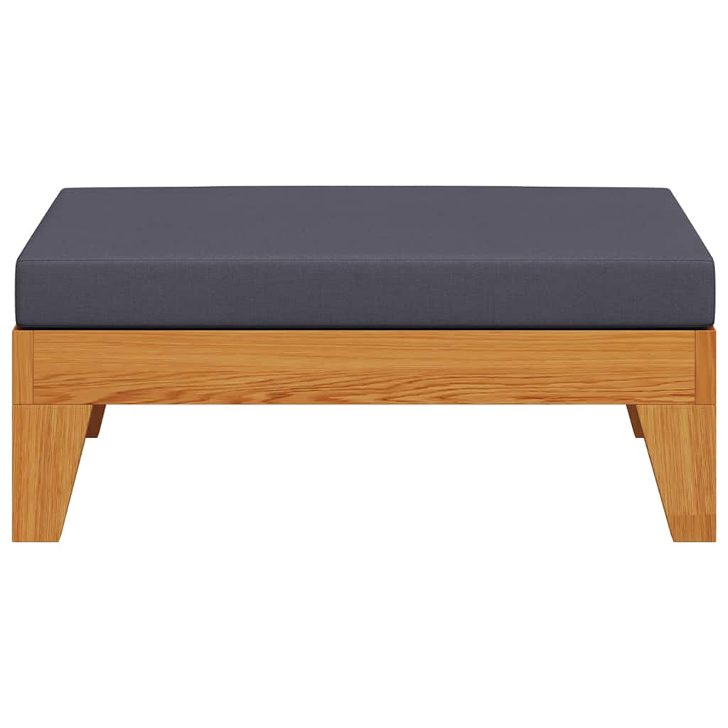 Sectional Footrest with Dark Grey Cushion Solid Acacia Wood