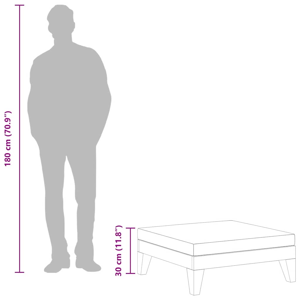 Sectional Footrest with Dark Grey Cushion Solid Acacia Wood