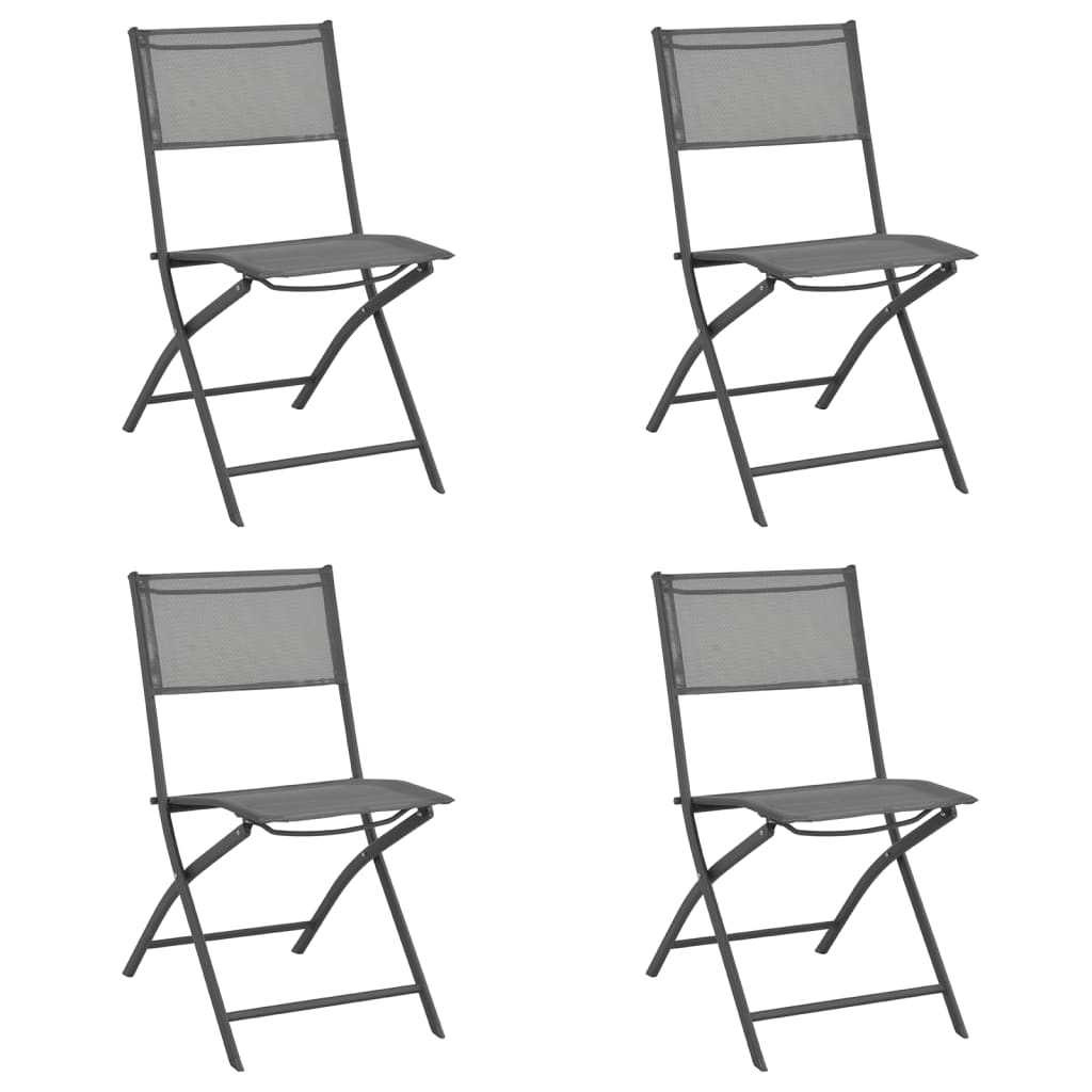 Folding Outdoor Chairs 4 pcs Grey Steel and Textilene
