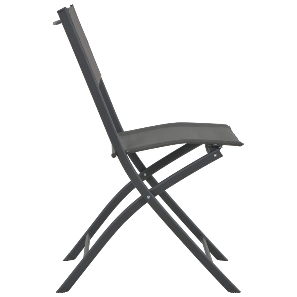 Folding Outdoor Chairs 4 pcs Grey Steel and Textilene