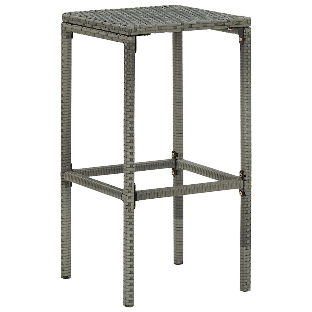 Bar Stools with Cushions 3 pcs Grey Poly Rattan