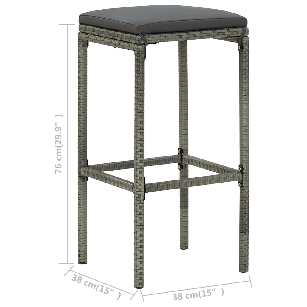 Bar Stools with Cushions 6 pcs Grey Poly Rattan