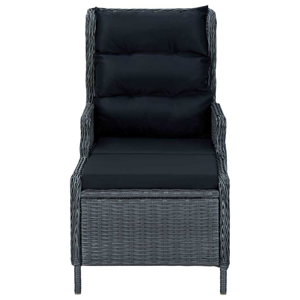 Reclining Garden Chair with Footstool Poly Rattan Dark Grey