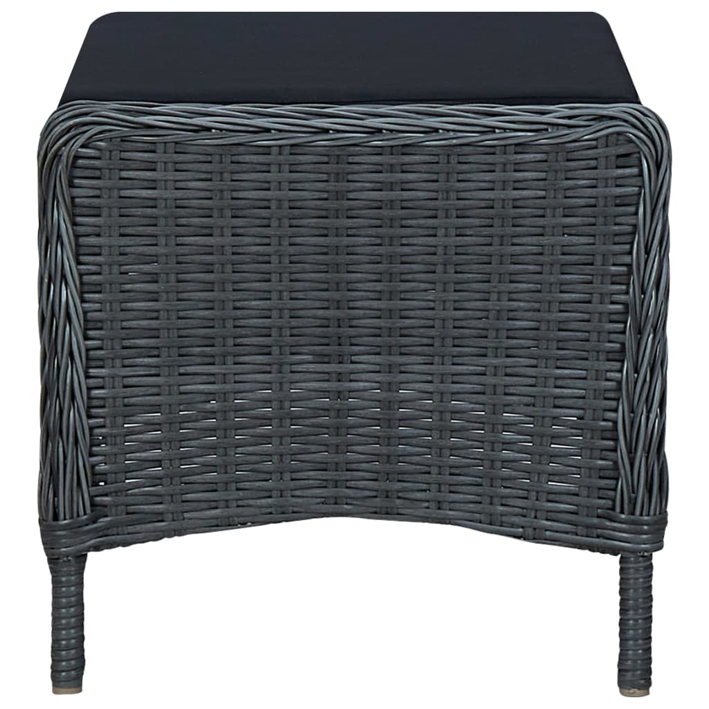 Reclining Garden Chair with Footstool Poly Rattan Dark Grey