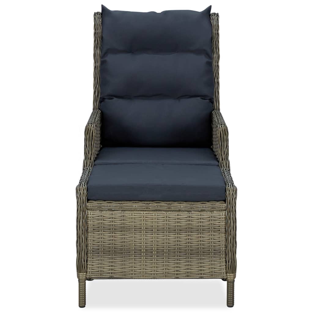 Reclining Garden Chair with Footstool Poly Rattan Brown