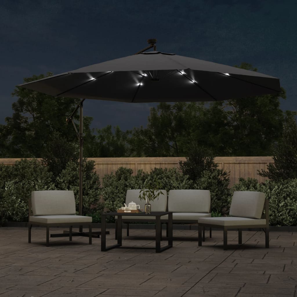 Cantilever Garden Parasol with LED Lights Black 350 cm