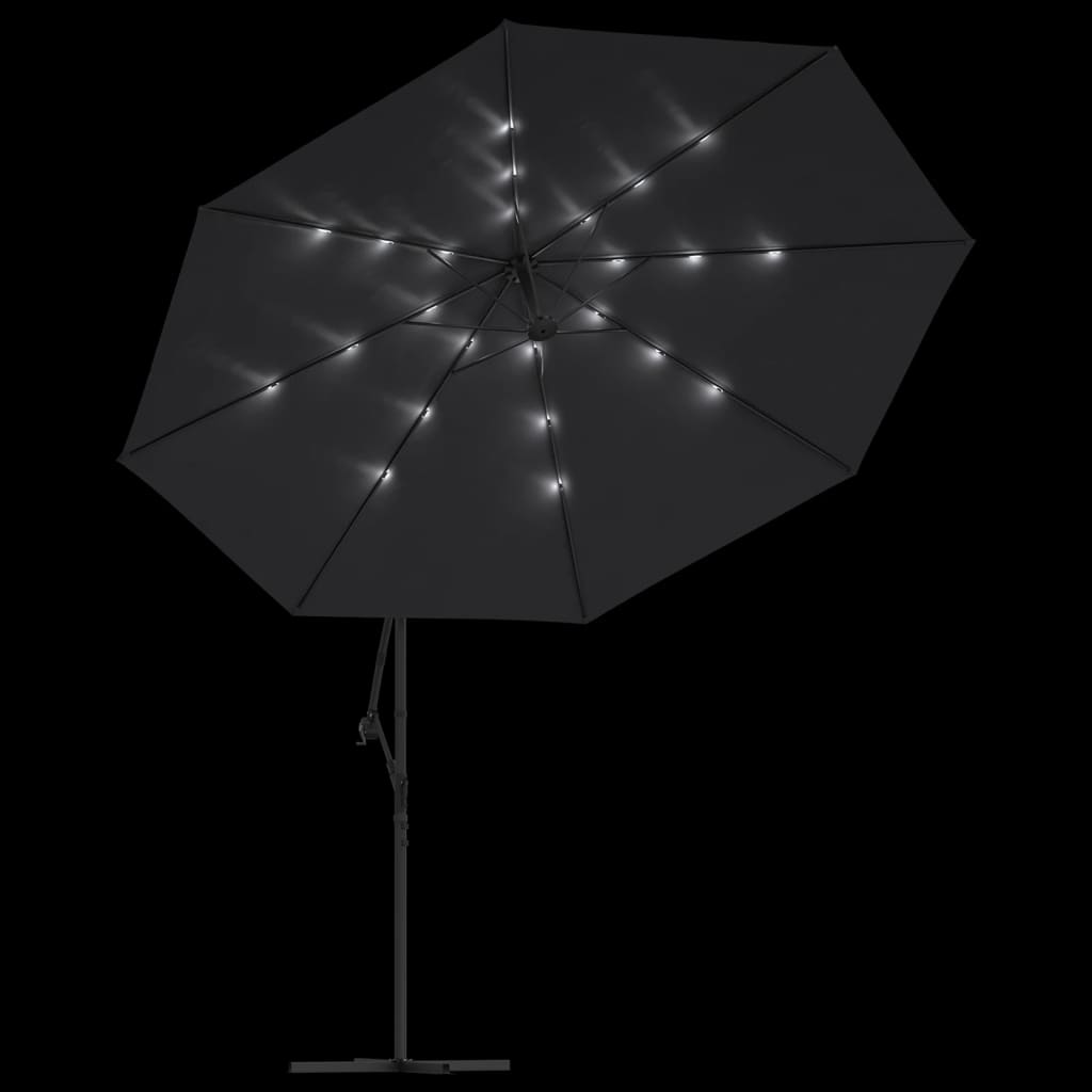 Cantilever Garden Parasol with LED Lights Black 350 cm
