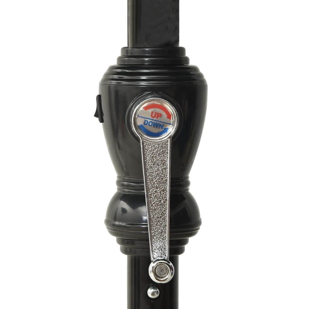 Garden Parasol with LEDs and Steel Pole Black 2x3 m