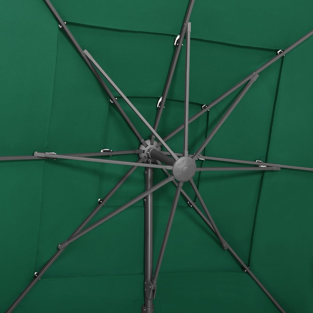 4-Tier Garden Parasol with Aluminium Pole Green 250x250 cm