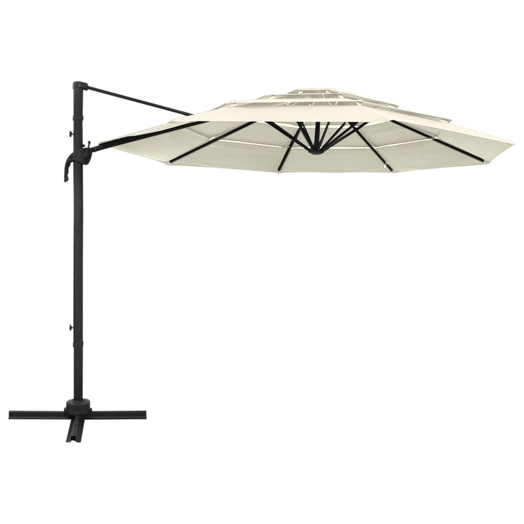 4-Tier Garden Parasol with Aluminium Pole Sand 3x3 m
