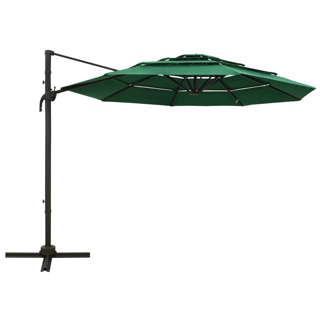 4-Tier Garden Parasol with Aluminium Pole Green 3x3 m