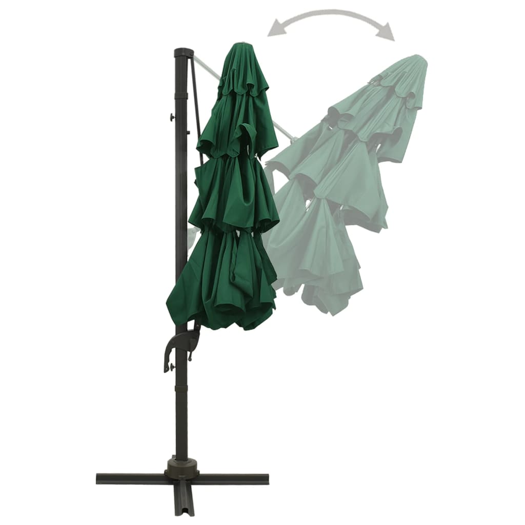 4-Tier Garden Parasol with Aluminium Pole Green 3x3 m