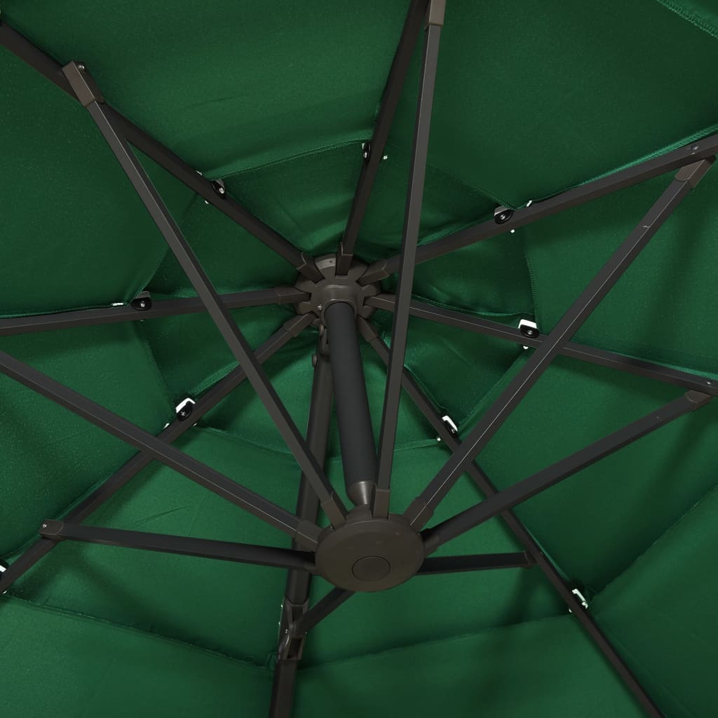 4-Tier Garden Parasol with Aluminium Pole Green 3x3 m