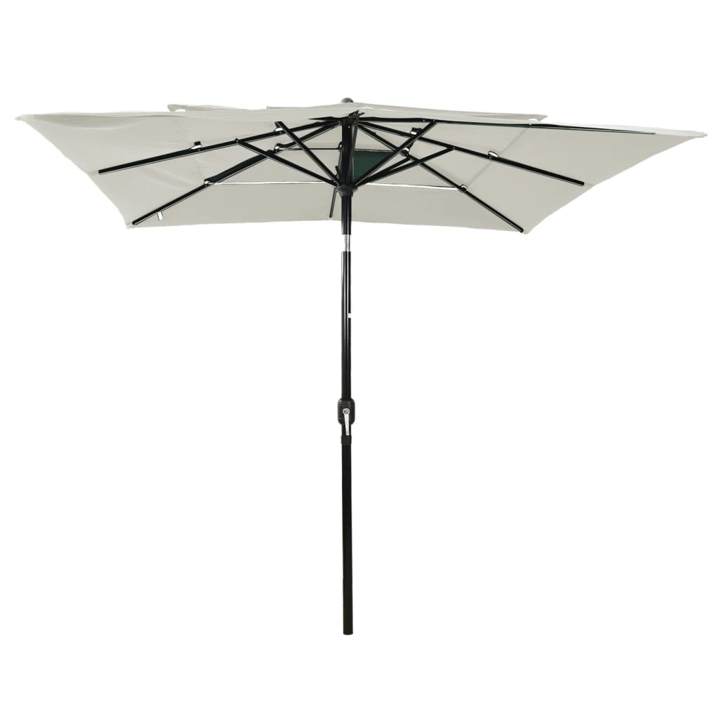 3-Tier Garden Parasol with Aluminium Pole Sand 2.5x2.5 m