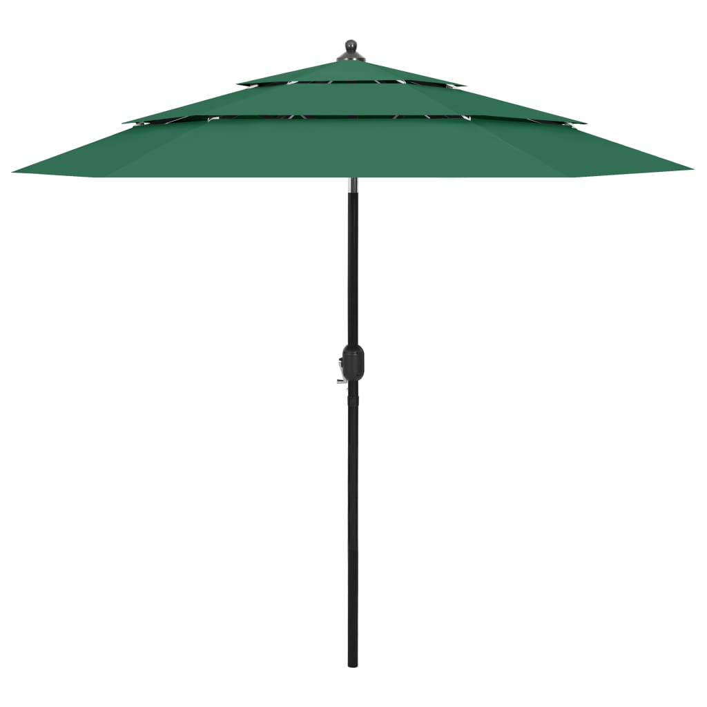 3-Tier Garden Parasol with Aluminium Pole Green 2.5 m