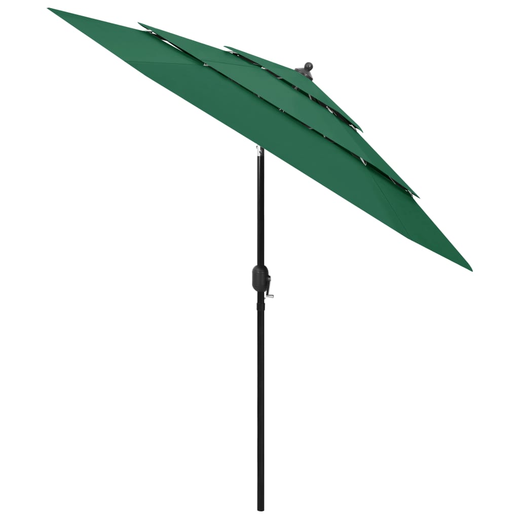 3-Tier Garden Parasol with Aluminium Pole Green 2.5 m