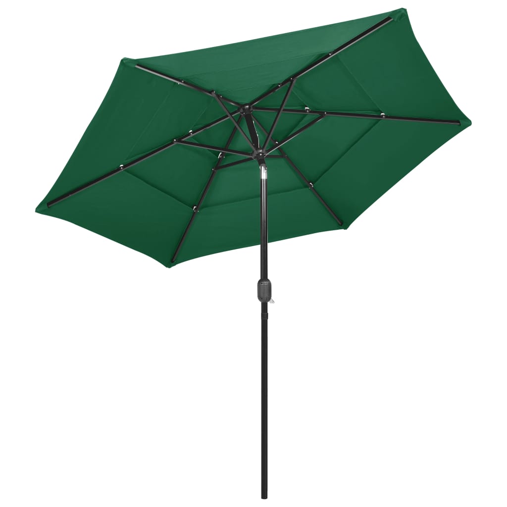 3-Tier Garden Parasol with Aluminium Pole Green 2.5 m
