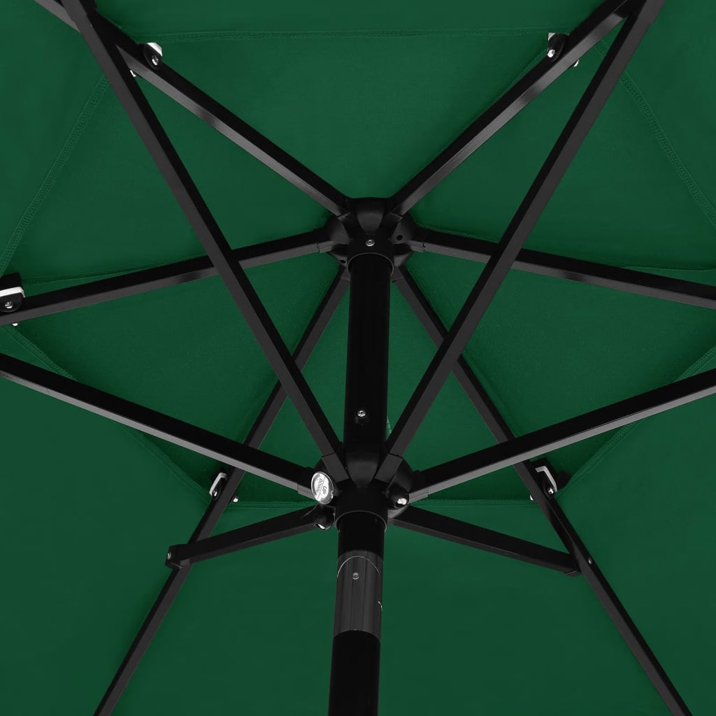 3-Tier Garden Parasol with Aluminium Pole Green 2.5 m