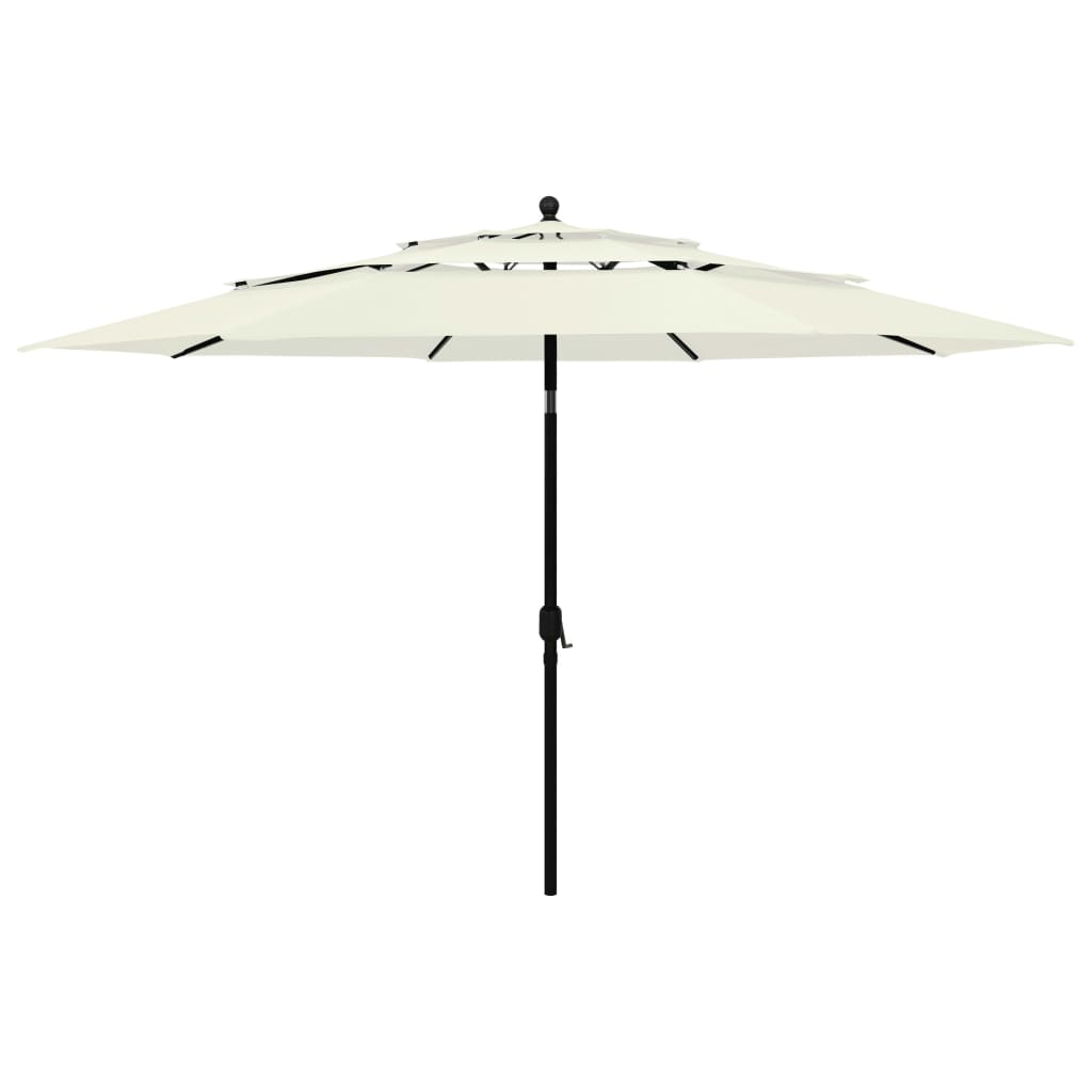 3-Tier Garden Parasol with Aluminium Pole Sand 3.5 m