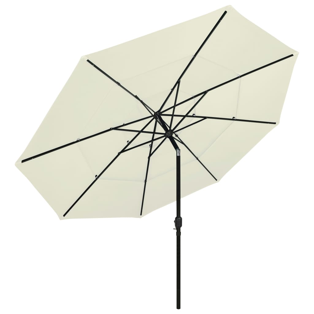 3-Tier Garden Parasol with Aluminium Pole Sand 3.5 m