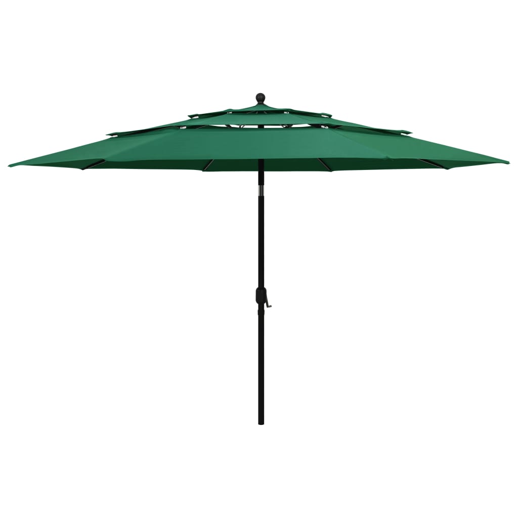 3-Tier Garden Parasol with Aluminium Pole Green 3.5 m