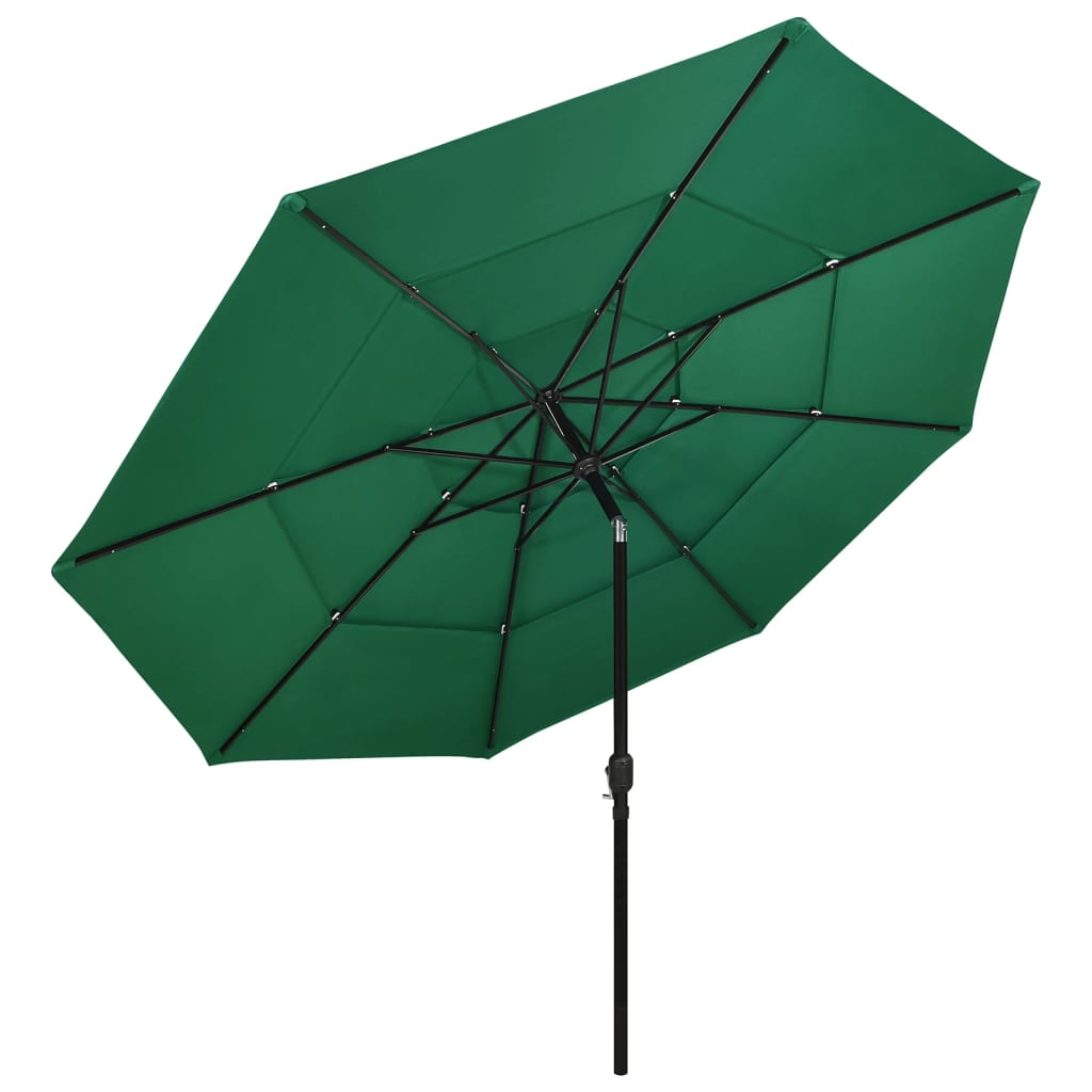 3-Tier Garden Parasol with Aluminium Pole Green 3.5 m