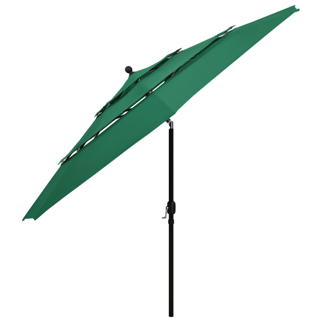 3-Tier Garden Parasol with Aluminium Pole Green 3.5 m