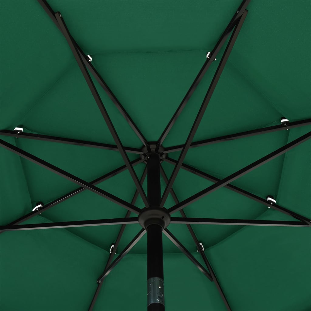 3-Tier Garden Parasol with Aluminium Pole Green 3.5 m