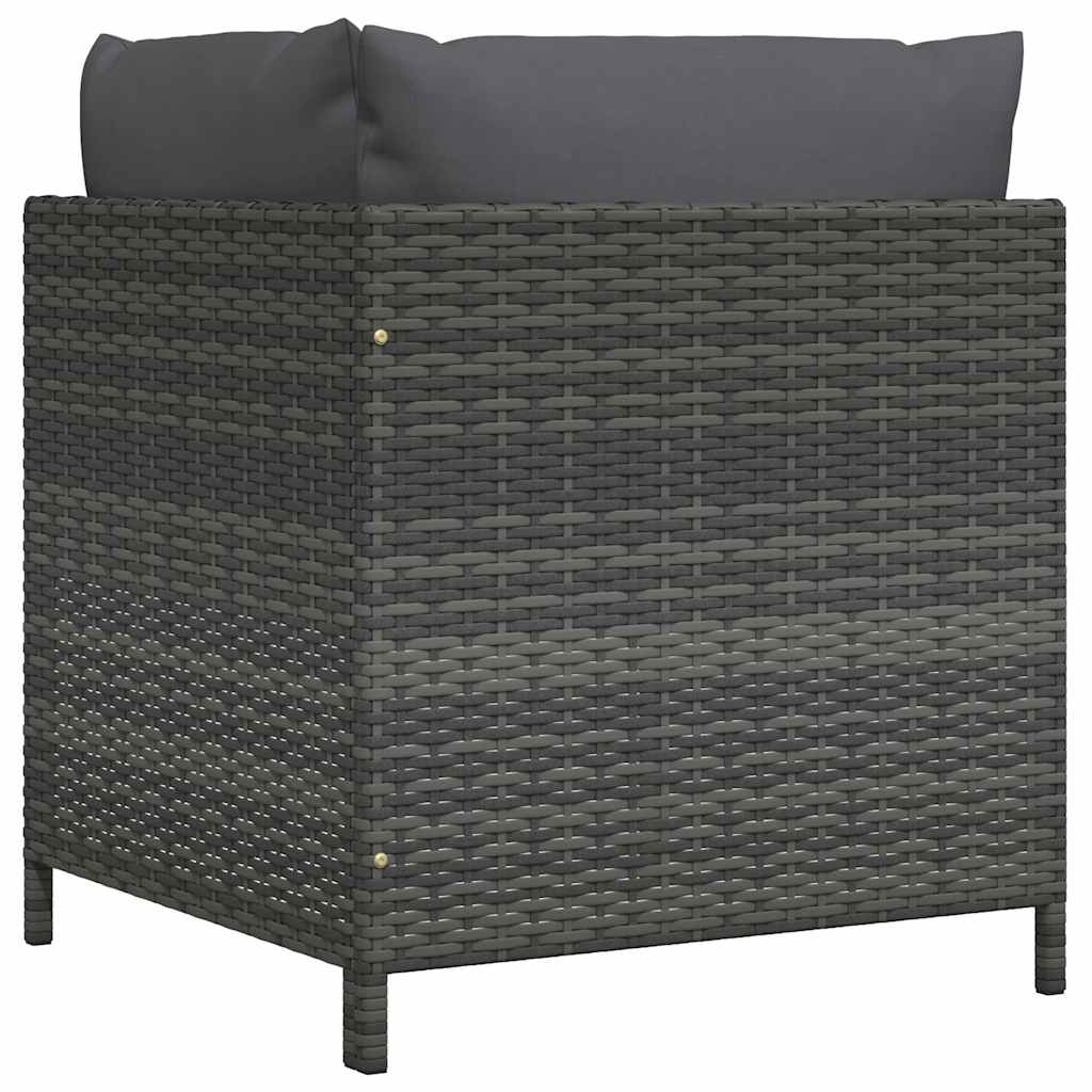 Sectional Corner Sofa with Cushions Grey Poly Rattan