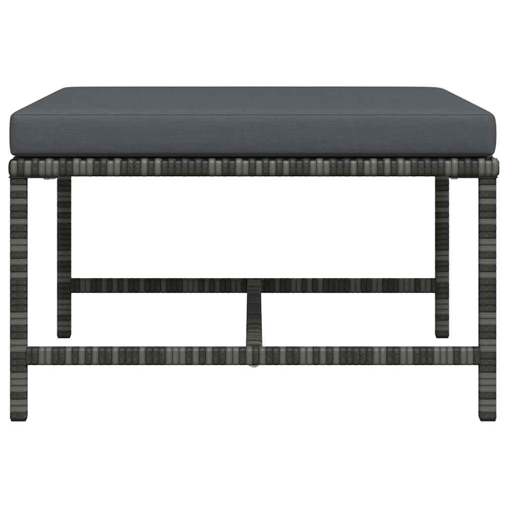 Sectional Footrest with Cushion Grey Poly Rattan