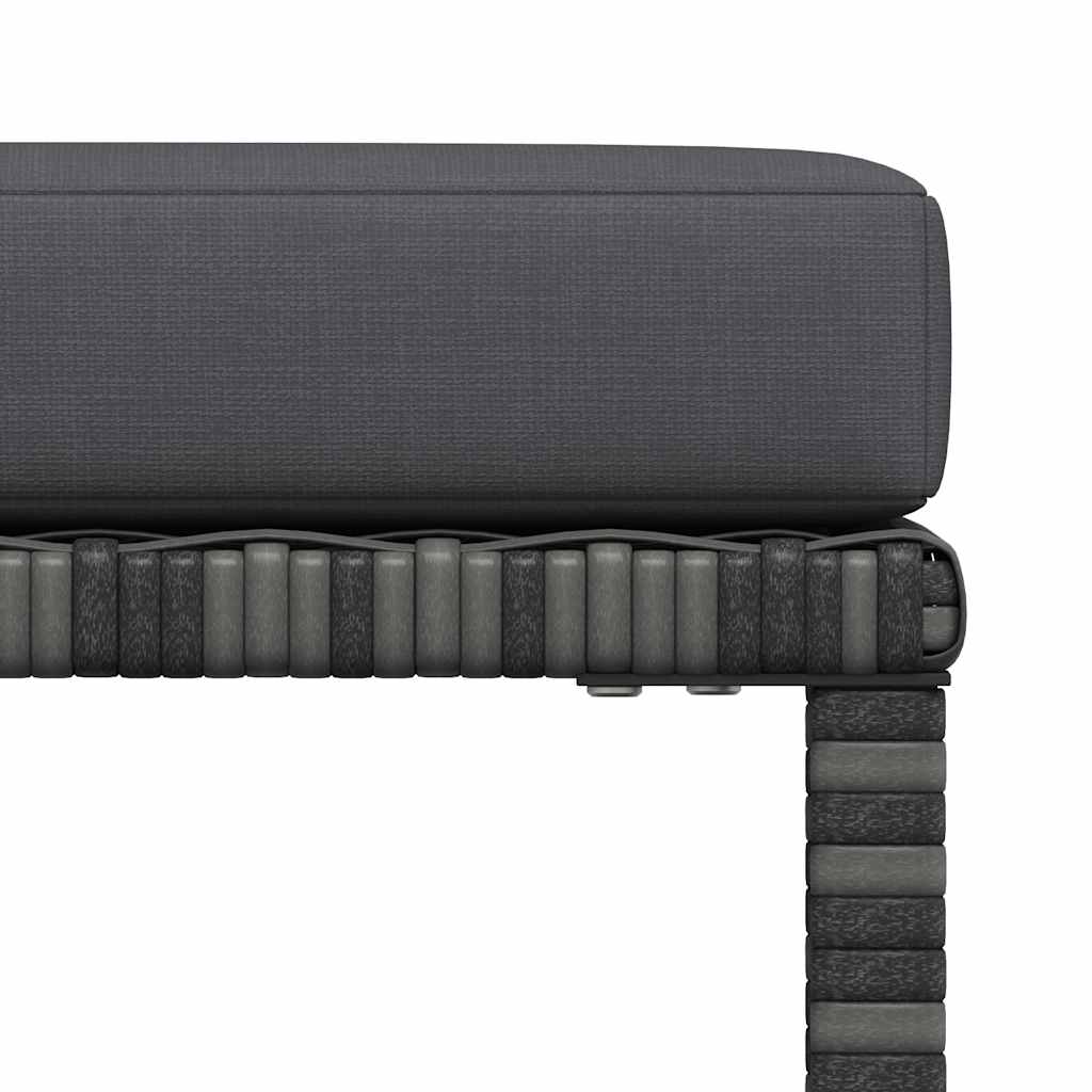 Sectional Footrest with Cushion Grey Poly Rattan