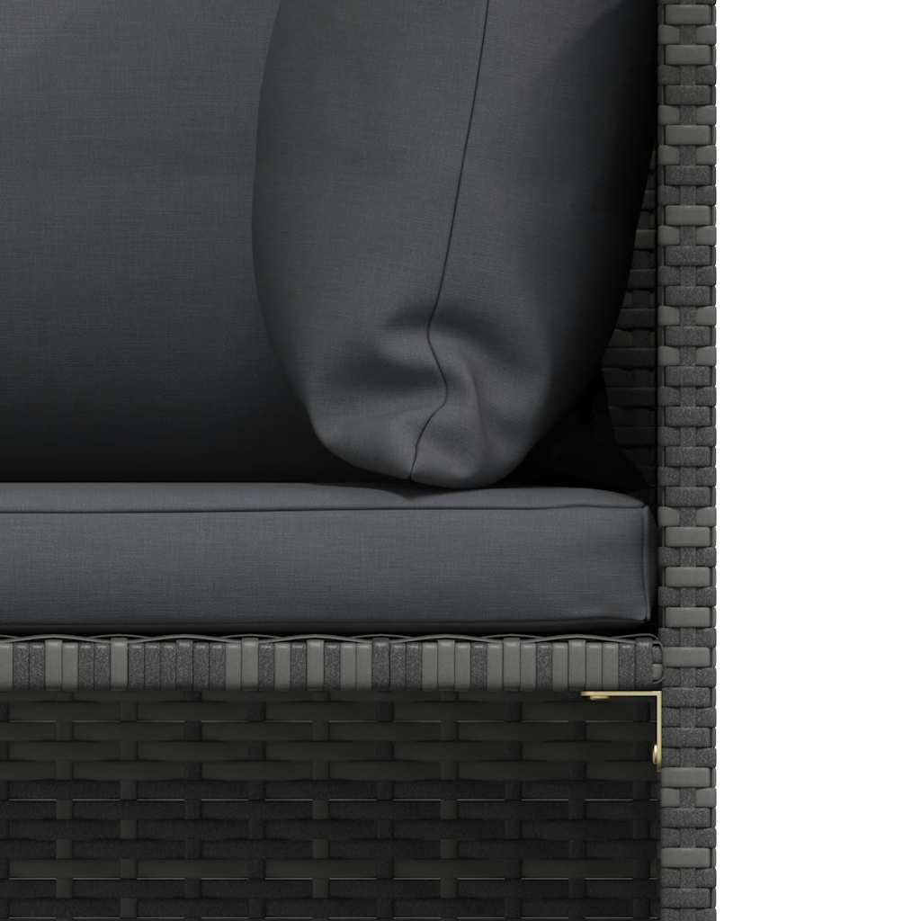 Garden Sofa with Cushions Grey Poly Rattan