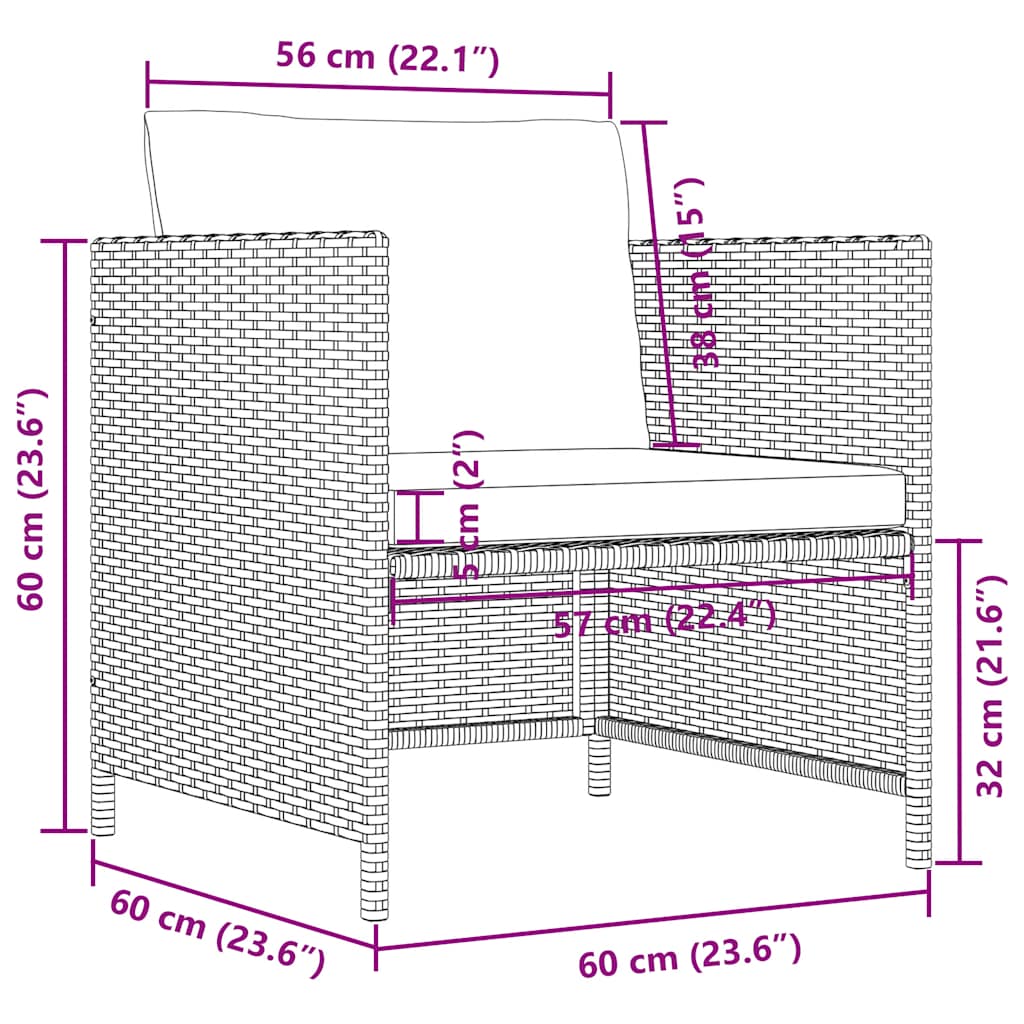 Garden Sofa with Cushions Grey Poly Rattan