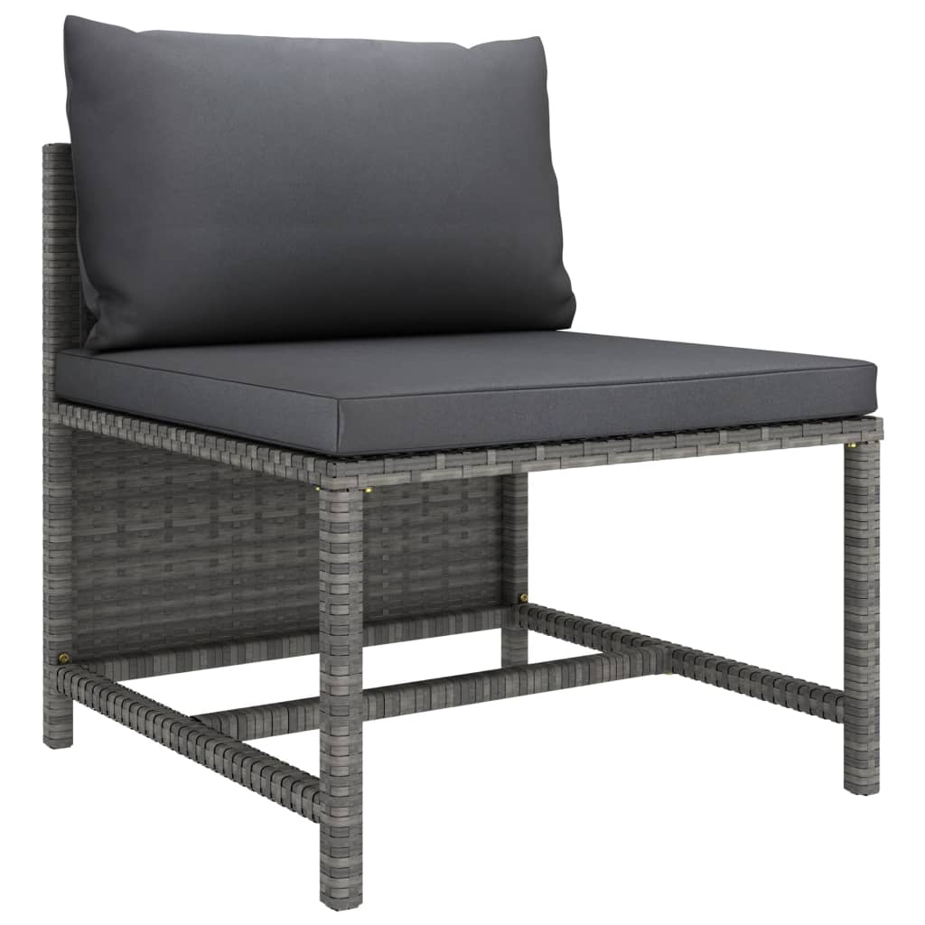4 Piece Garden Lounge Set with Cushions Poly Rattan Grey