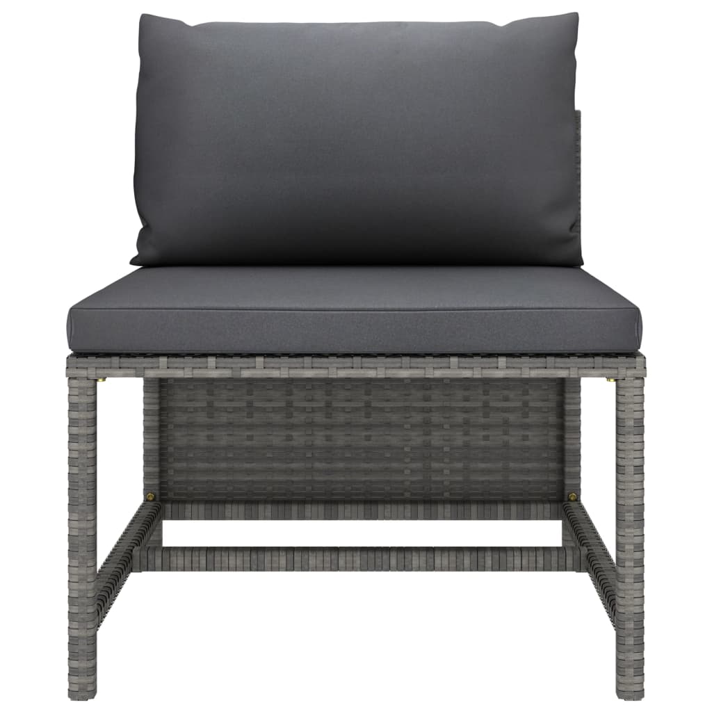 3 Piece Garden Lounge Set with Cushions Poly Rattan Grey