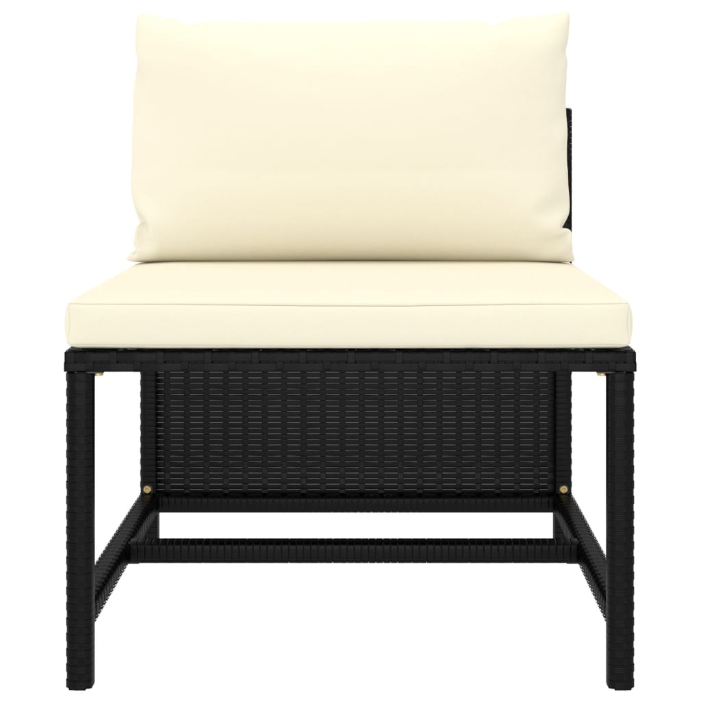 2 Piece Garden Sofa Set with Cushions Black Poly Rattan