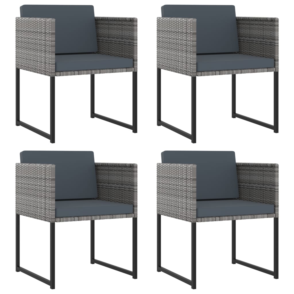 9 Piece Garden Dining Set with Cushions Poly Rattan Grey